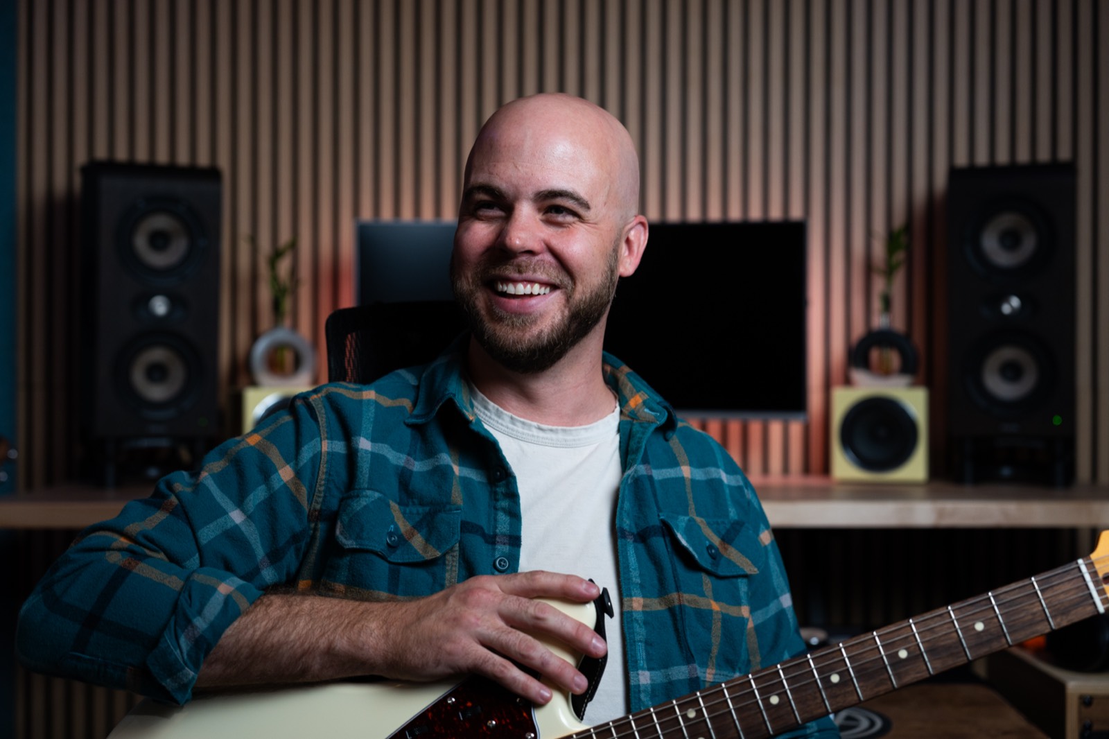 Sean with his Jazzmaster guitar
