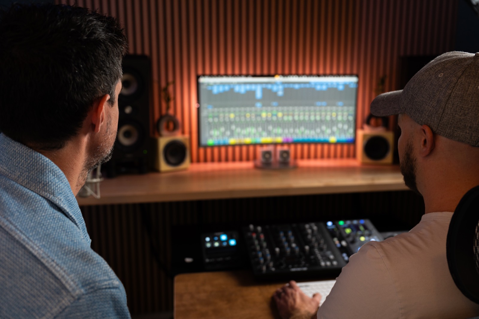 Sean mixing at the console