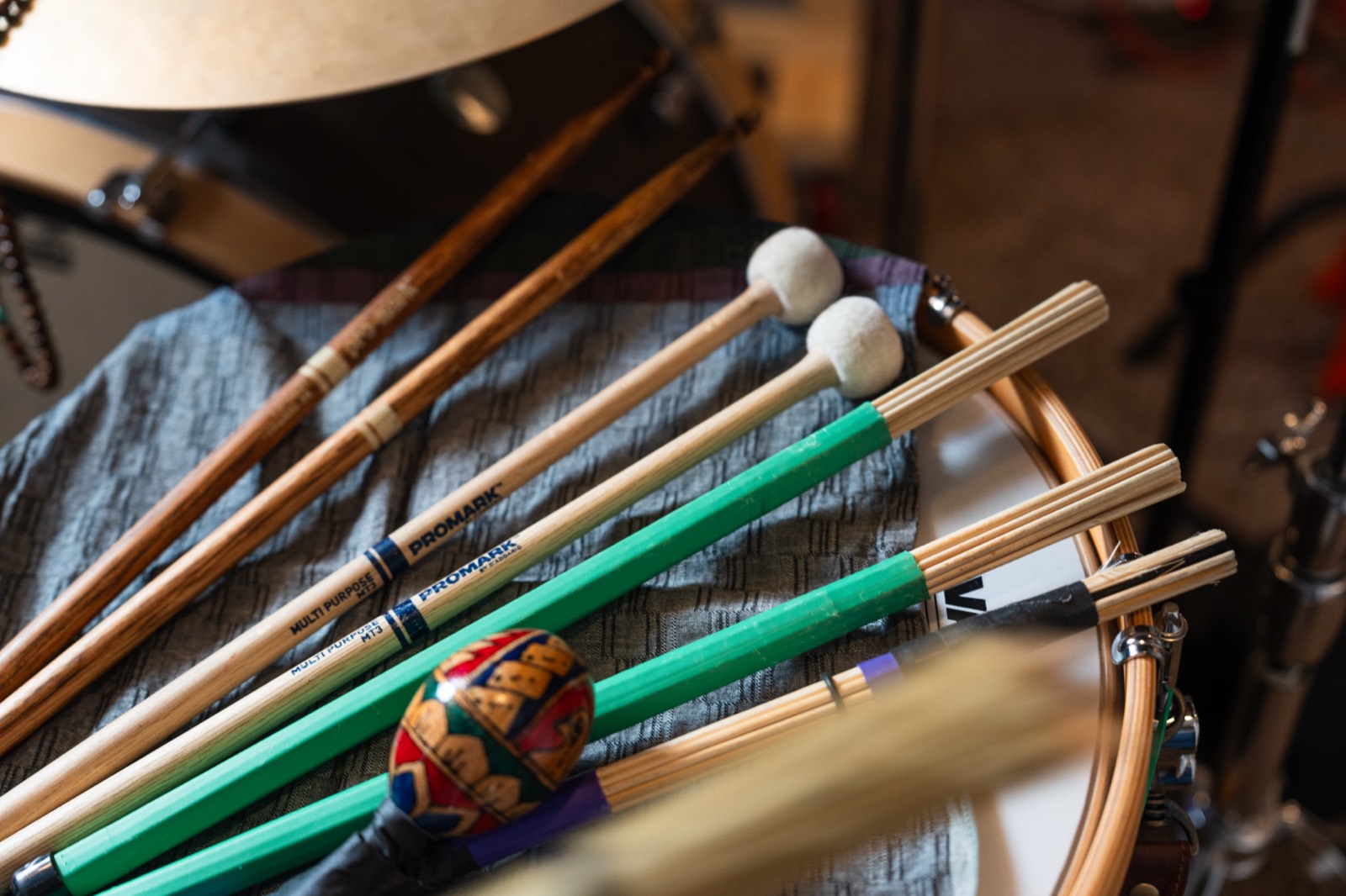 Drumsticks on the kit